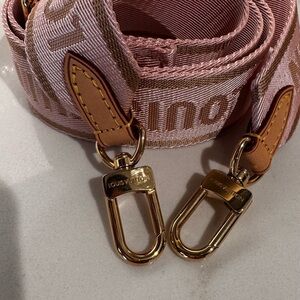 Louis Vuitton Adjustable Jacquard Bandouliere Pink and Tan Strap